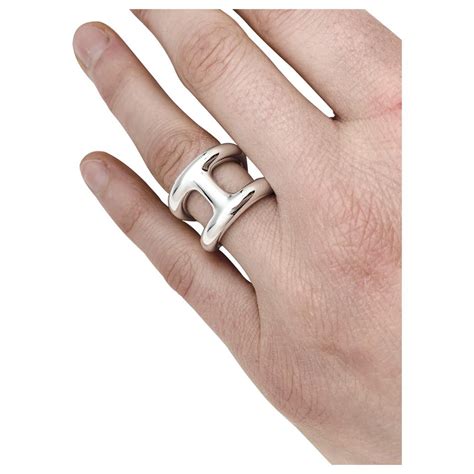 bague h hermès|bague hermes argent maillon.